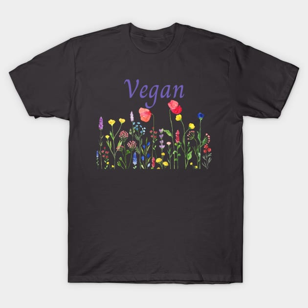 Wildflower Vegan Tee Shirt - Colorful T-Shirt by PastaBarb1